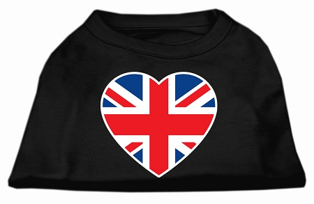 British Flag Heart Screen Print Shirt Black XS